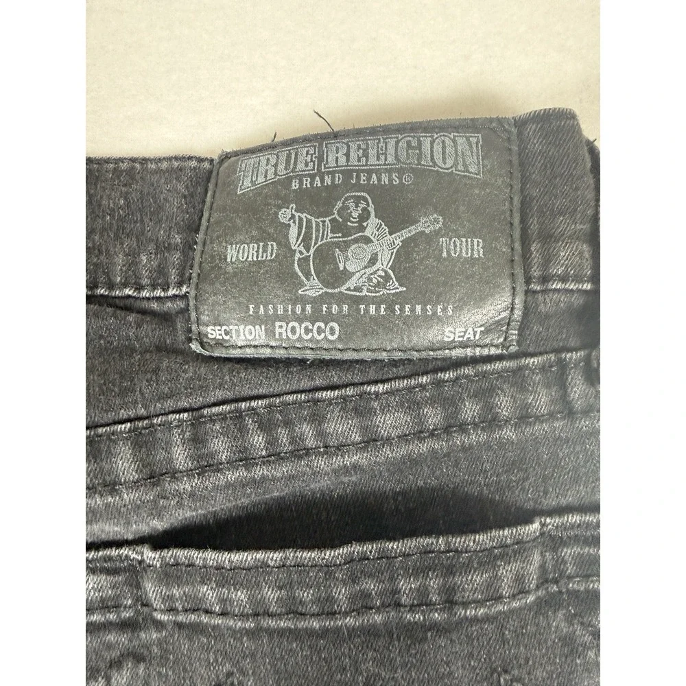 True Religion Mens Rocco Slim Fit Black Wash Denim Jeans Size 30 Made in USA